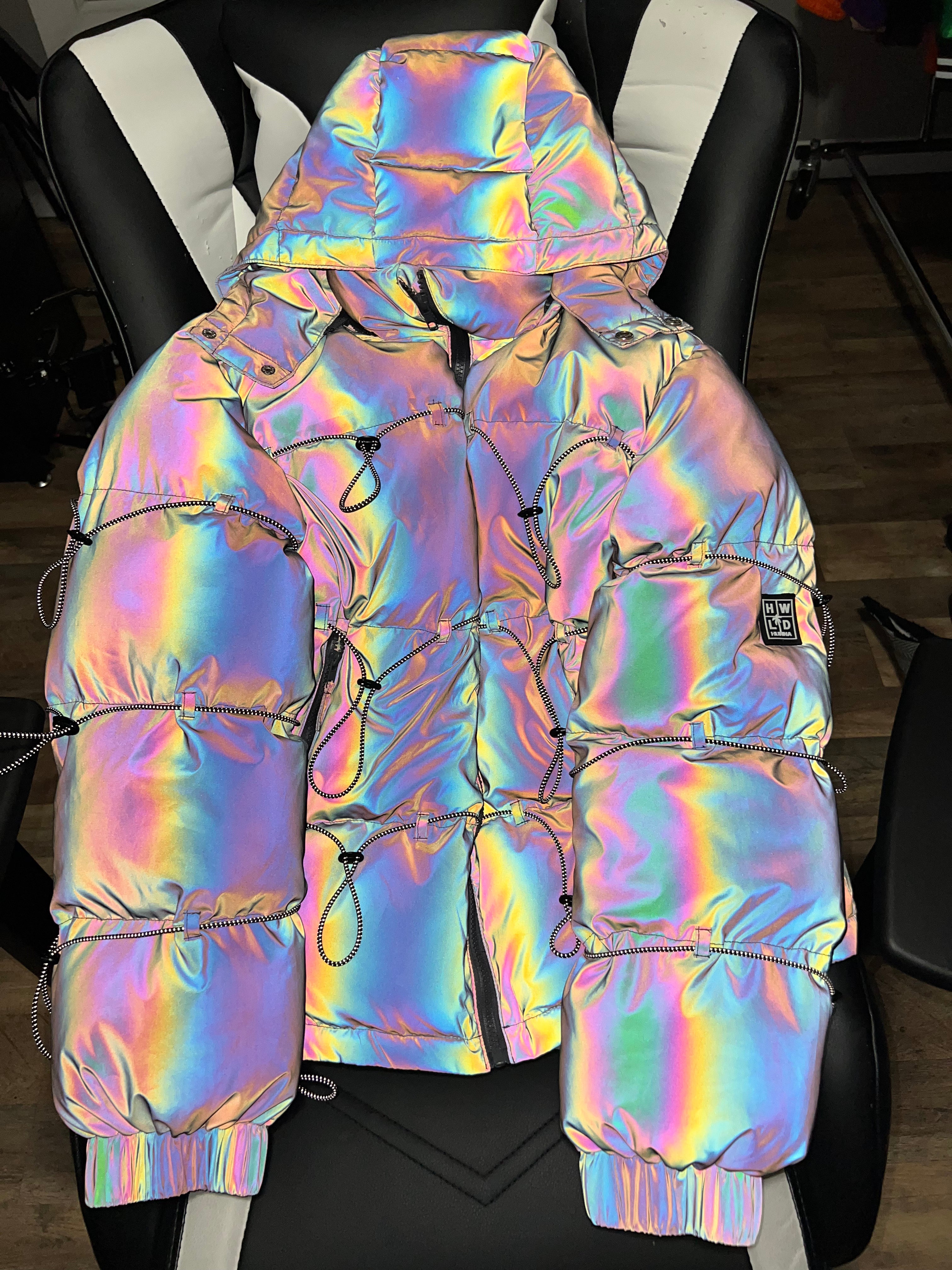 Holographic Parachute Puffer Jacket - HOLLYWOODHUNNA